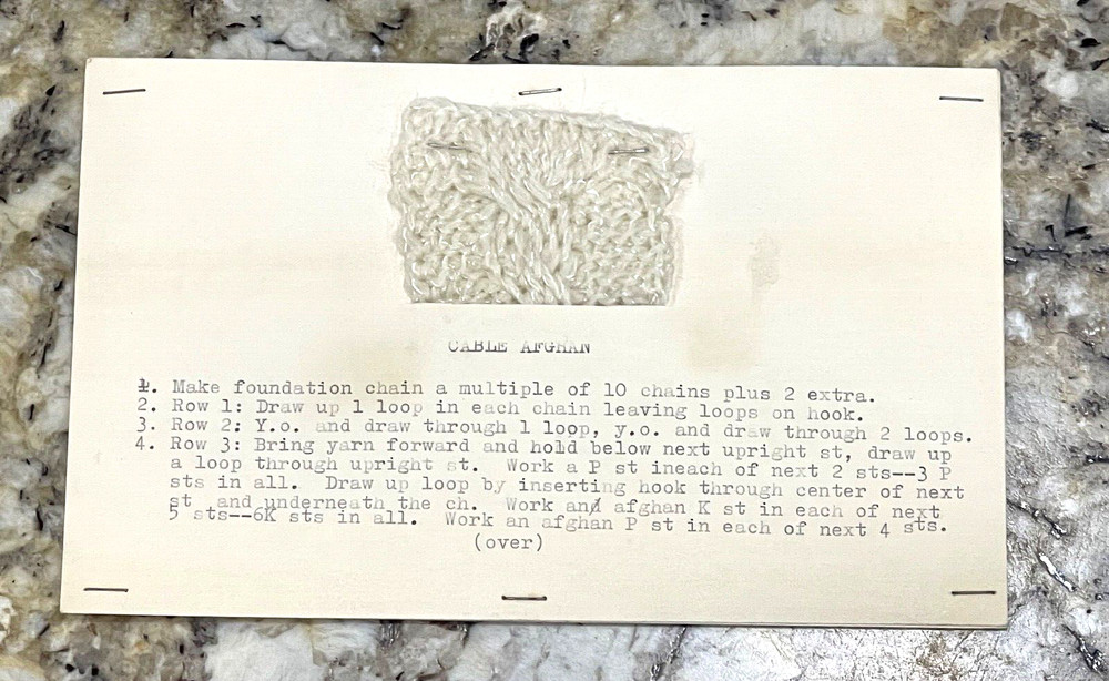 Vintage Handmade Sampler of Knitting Stitches Patterns Examples on Cards
