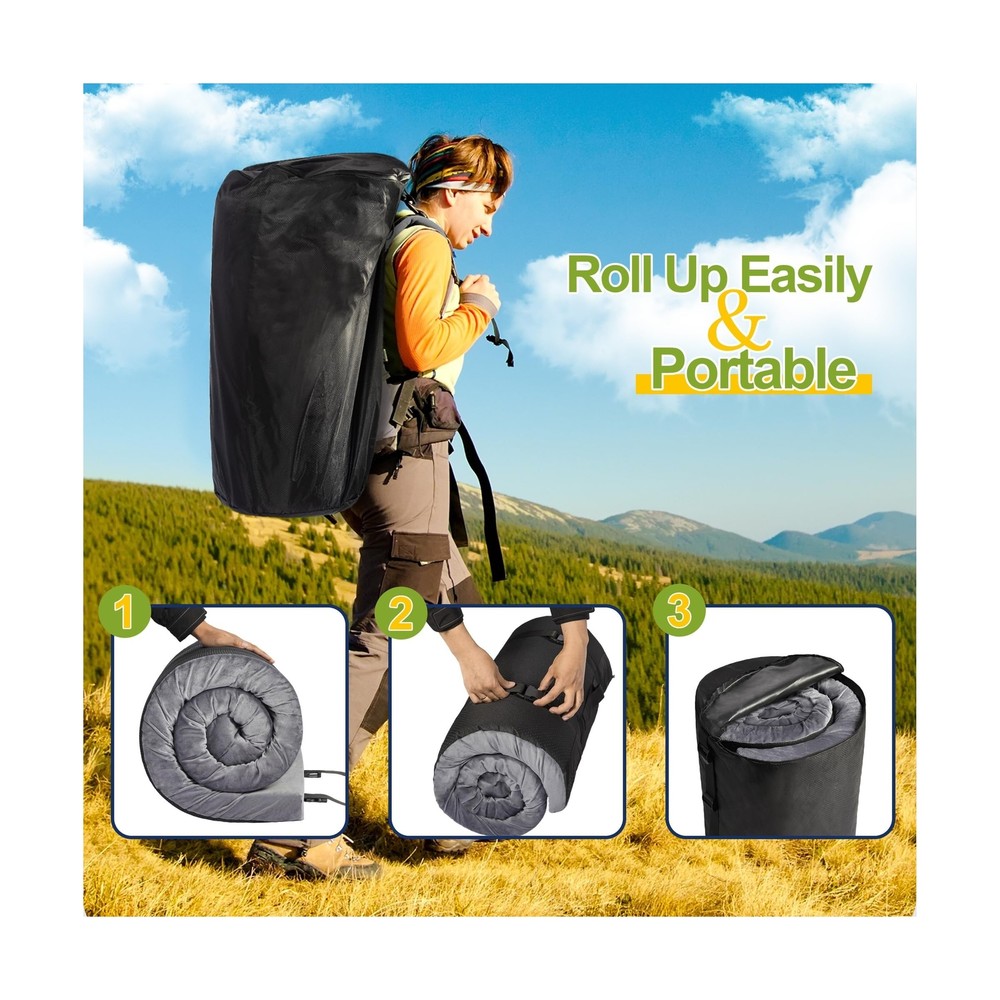 Simuse Memory Foam Camping Mattress Portable Roll Up Foam Sleeping Pad Guest ...