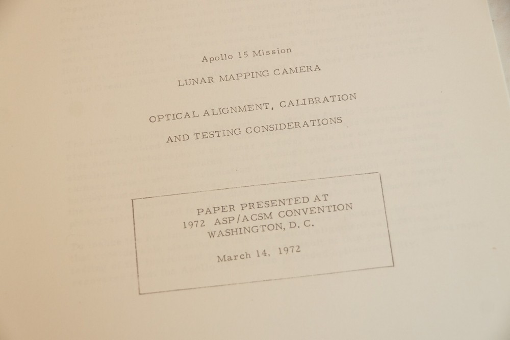NASA Apollo Program Lunar Mapping Camera Official Internal Documents & Photos