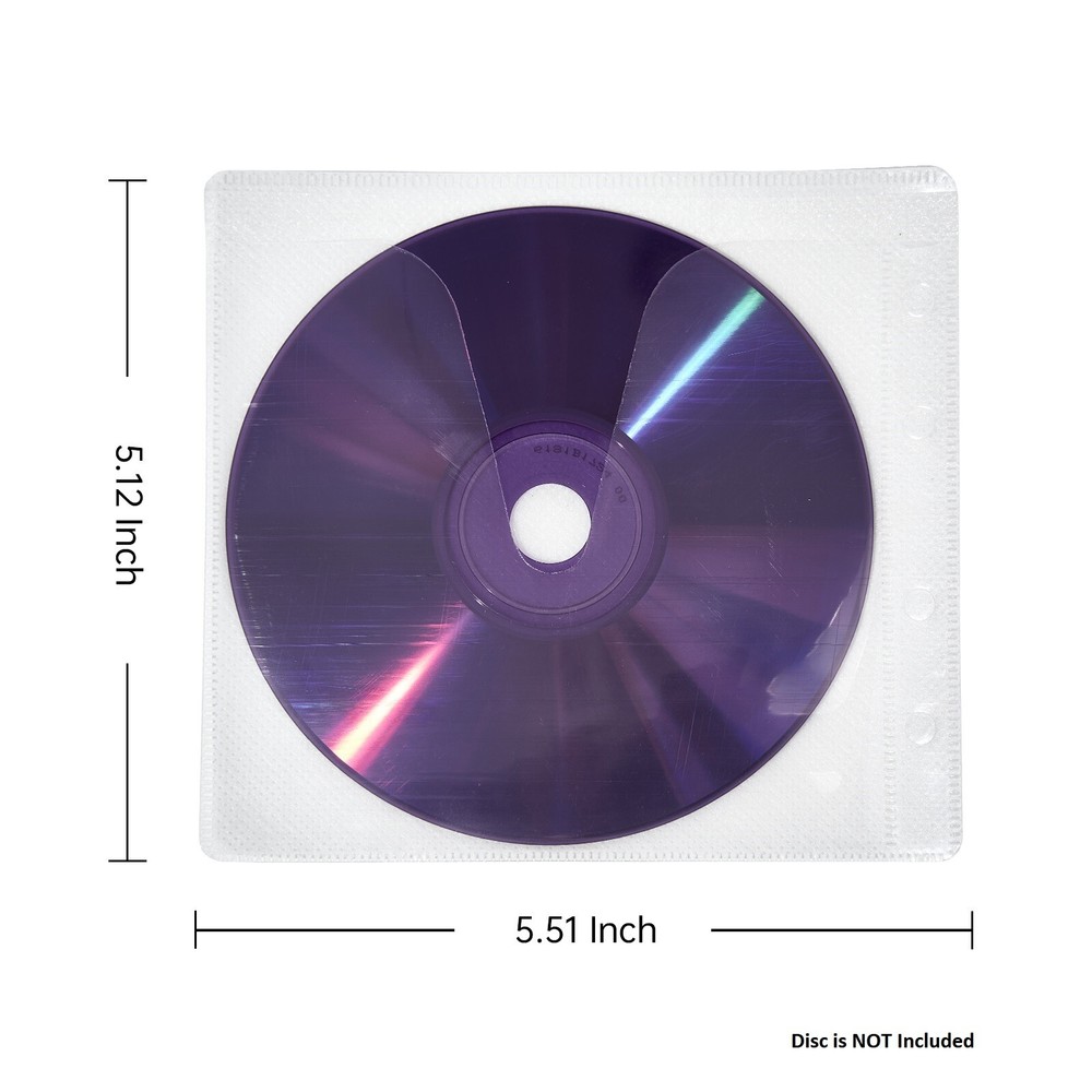 200 CD DVD Blu-Ray Disc Double Sided Wallet Refill Plastic Sleeve Insert