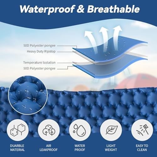 Sleeping Pad for Camping- Ultralight Inflatable Sleeping Mat with Built-in