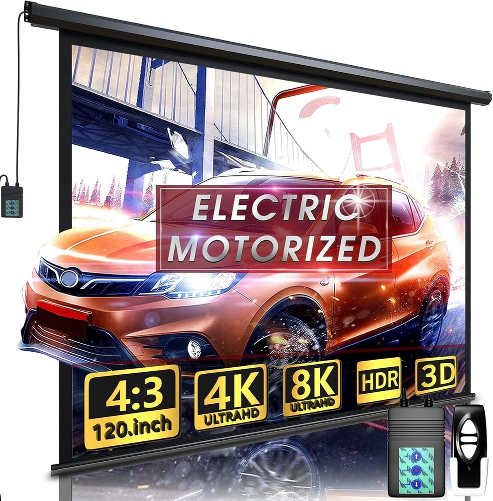Electric Projector Screen 120 inch - Remote Control Included