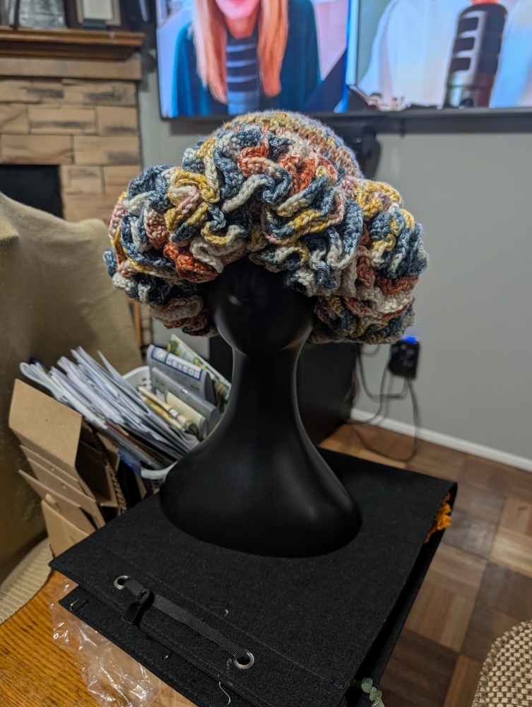 Handmade Multicolor Crocheted Ruffle Hat