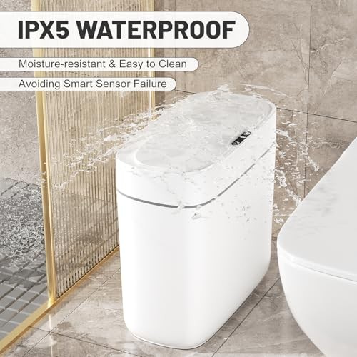 Small Trash Can for Bathroom, 3.5 Gallon Automatic Touchless Trash Can White