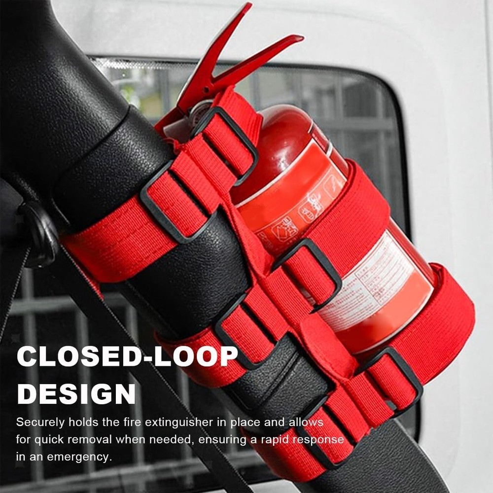 Ohleats Fire Extinguisher Mount Roll Bar Strap Jeep Wrangler Red