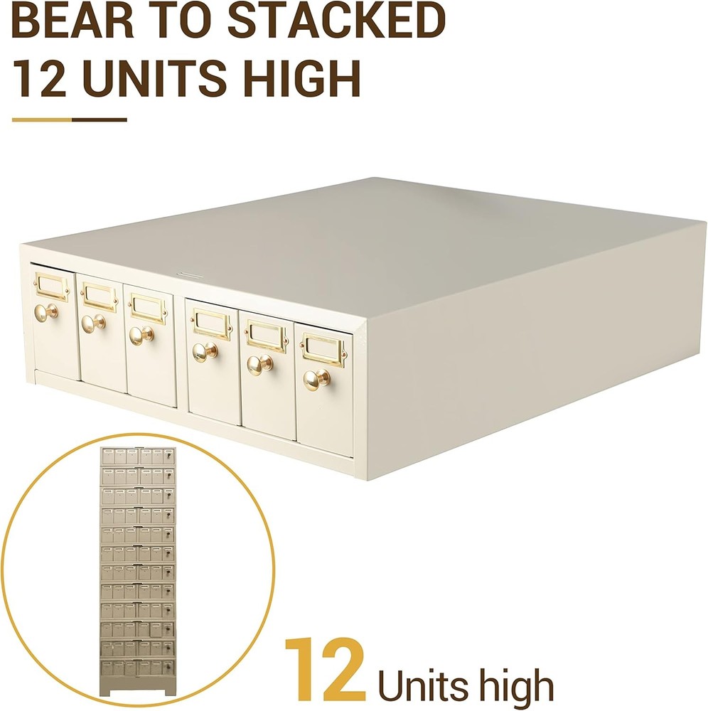 Microscope Slide Stackable Storage Cabinet, 6-Drawer, Metal, Stackable, Tan US