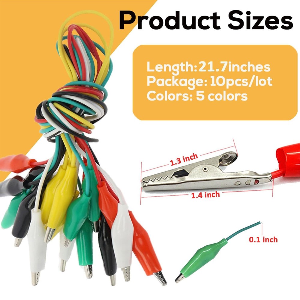 Versatile 10PCS Alligator Clips Set - 5 Colors for Electrical Testing & Probing