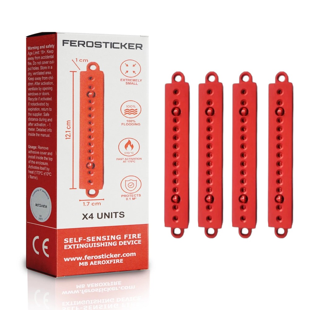FEROSTICKER Small Automatic Fire Extinguisher for Electric Boxes (Pack of 4)