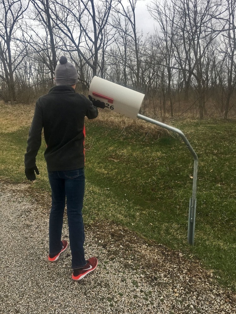 Snowplow and vandal resistant, 48" long arm, rotating mailbox post system. 