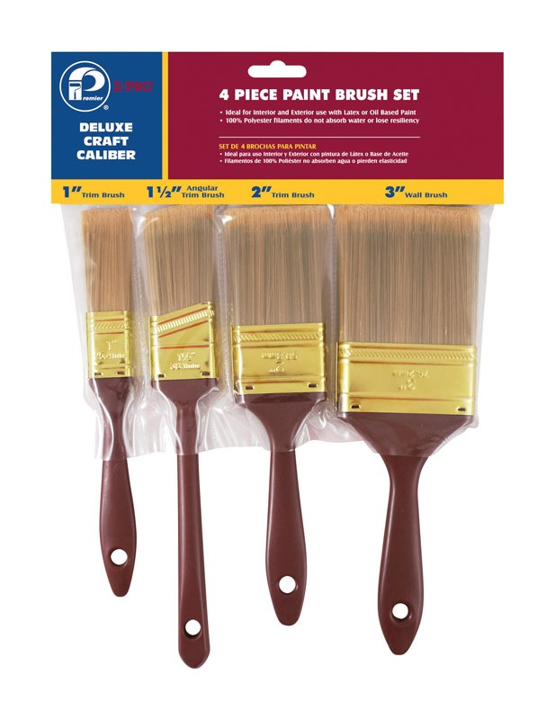 Premier 812 Z-Pro Plastic Handle Polyester Flat Shape Bristle Paint Brush Set