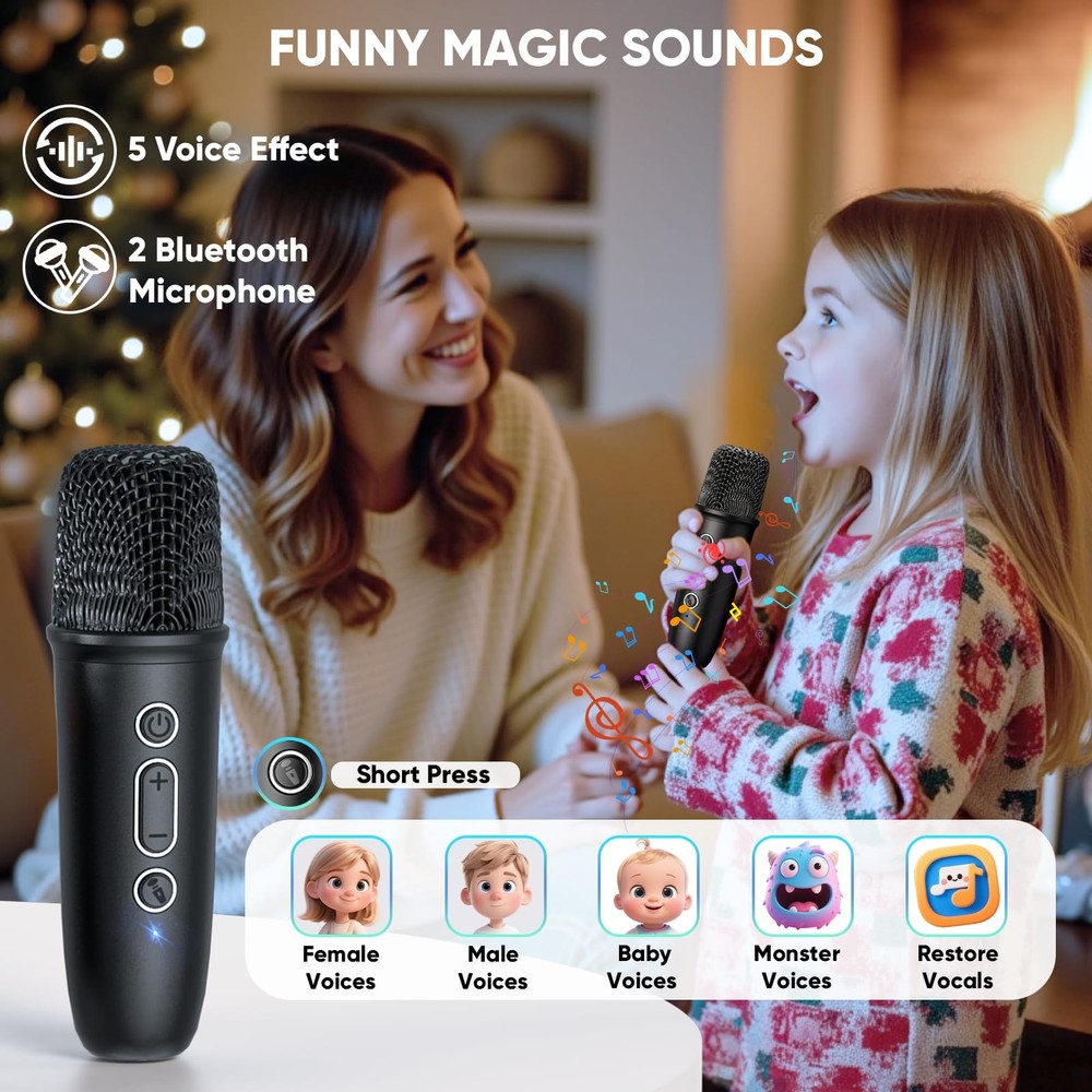 Karaoke Machine with Disco LED Lights for Adults , Portable Bluetooth Speaker...