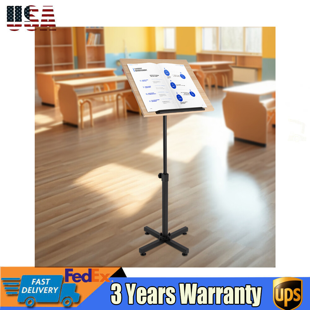 Height Adjustable Lectern Podium Stand with 360° Angle for Tablets & Laptops