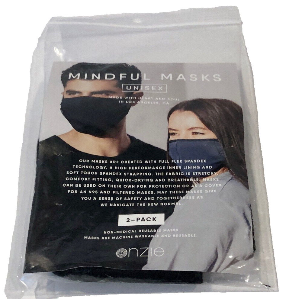 (NEW) Onzie Mindful Mask Unisex 2 Pack Face Mask, Solid & Camo
