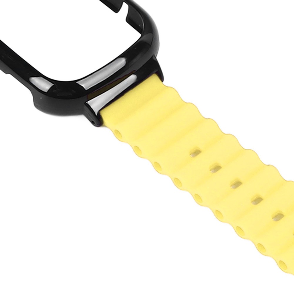 Silicone Watch Band With Case Replacement For Honor 4 Adjustable Strap (Yellow)