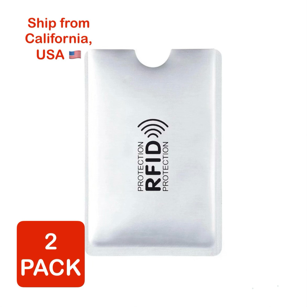 2 Pack - Silver Aluminum Anti Theft Information Protector Card Blocking Sleeve