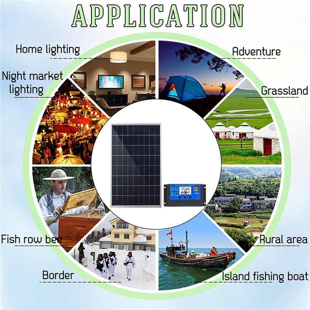2Packs 100A Solar Panel Kit 12V Battery Charger with Controller Caravan Boat
