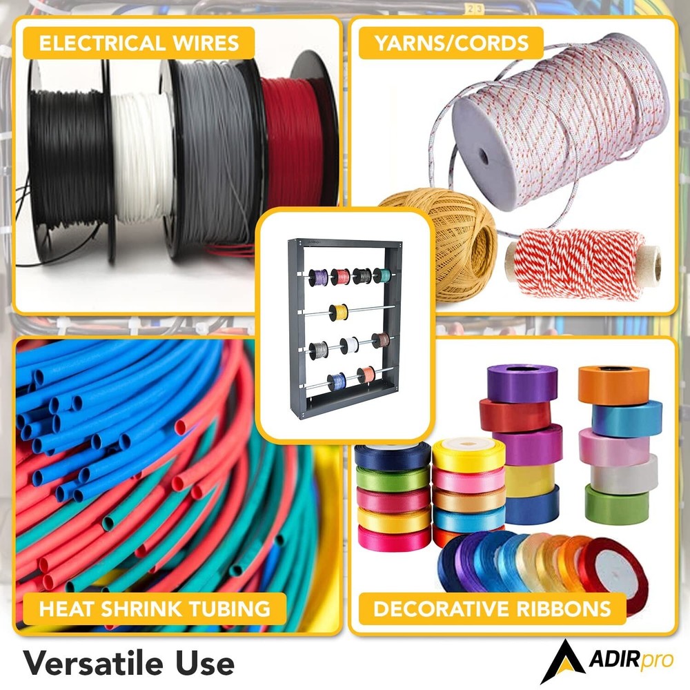 Versatile Wire Spool Dispenser Rack - Organize & Display for Industrial Use