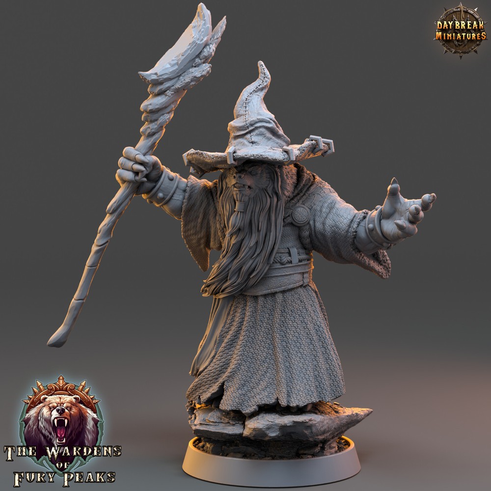 Ursine Wizard Pendelius | DayBreak Miniatures | Compatible with D&D/AOS