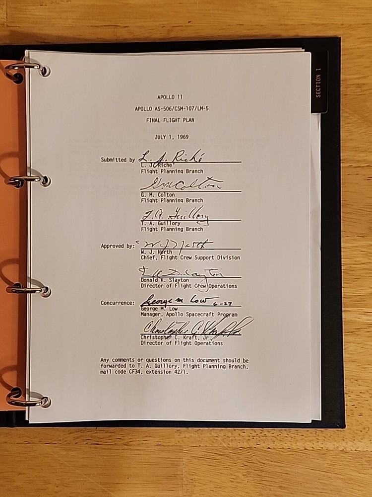 Apollo 11 Flight Plan (Final) 3-Ring Binder and Slipcase 2019 Reproduction NASA