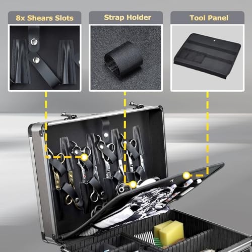 Professional Barber Case with Barber Clipper Tray Organizer, 6 Adjustable