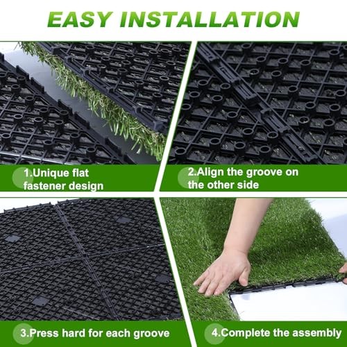 Artificial Grass Tiles Interlocking Turf Squares Deck 9 Pack -2"x2" Indoor 1