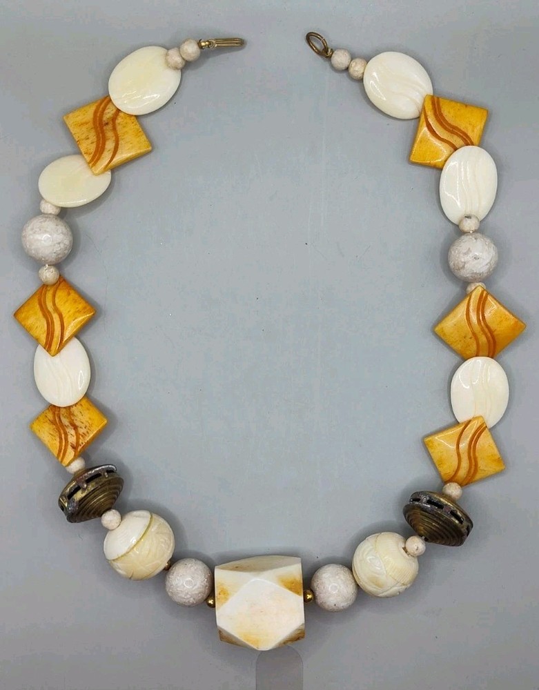 Vintage Chunky Beaded Designer Necklace 19"