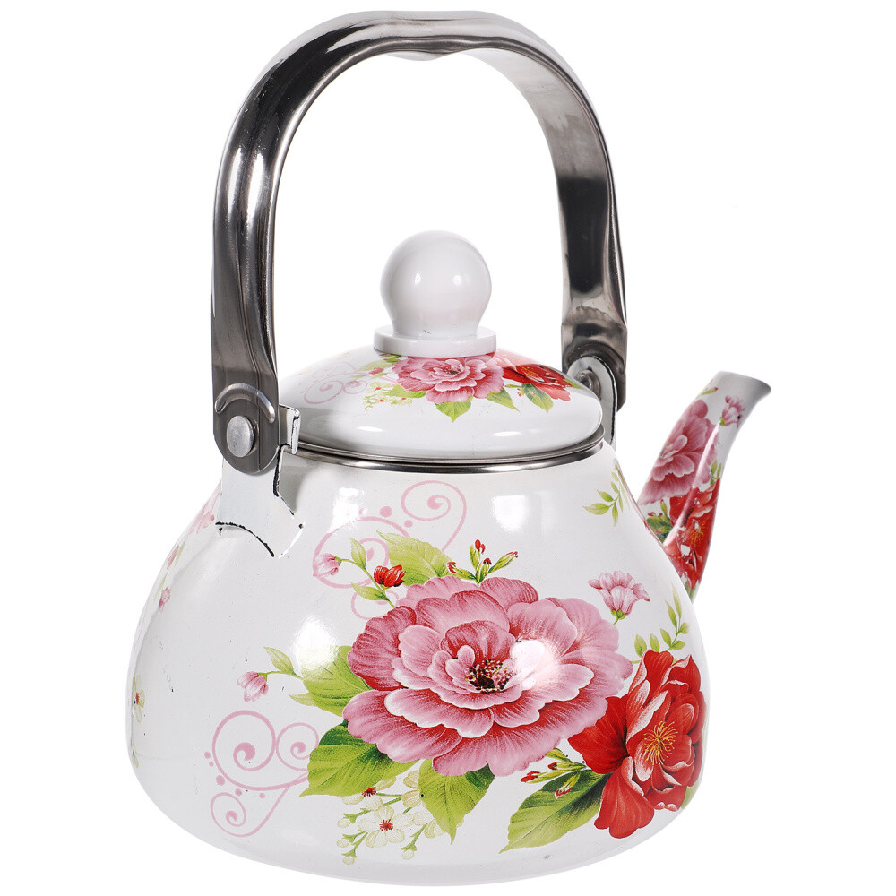 Enamel Kettle Floral Pattern Tea Kettle Stovetop Decorative Teapot Tea Kettle