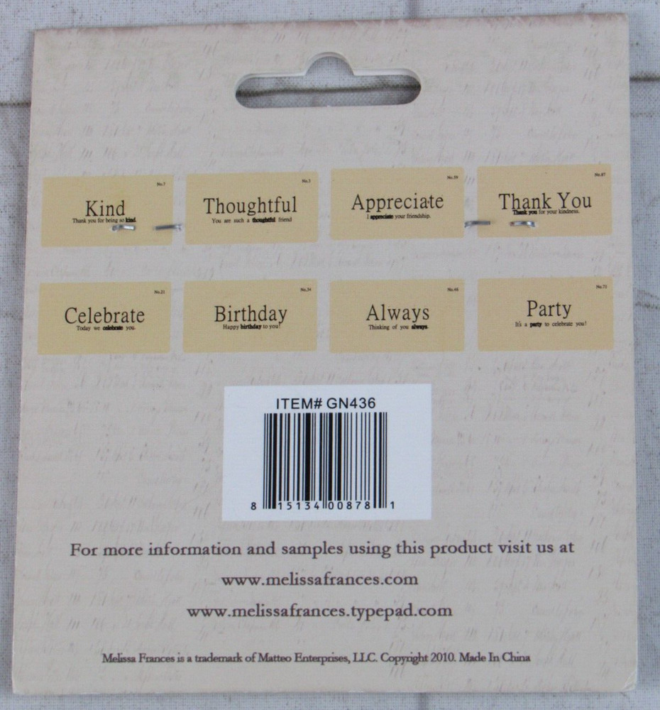 Melissa Frances Mini Flashcards 16 each