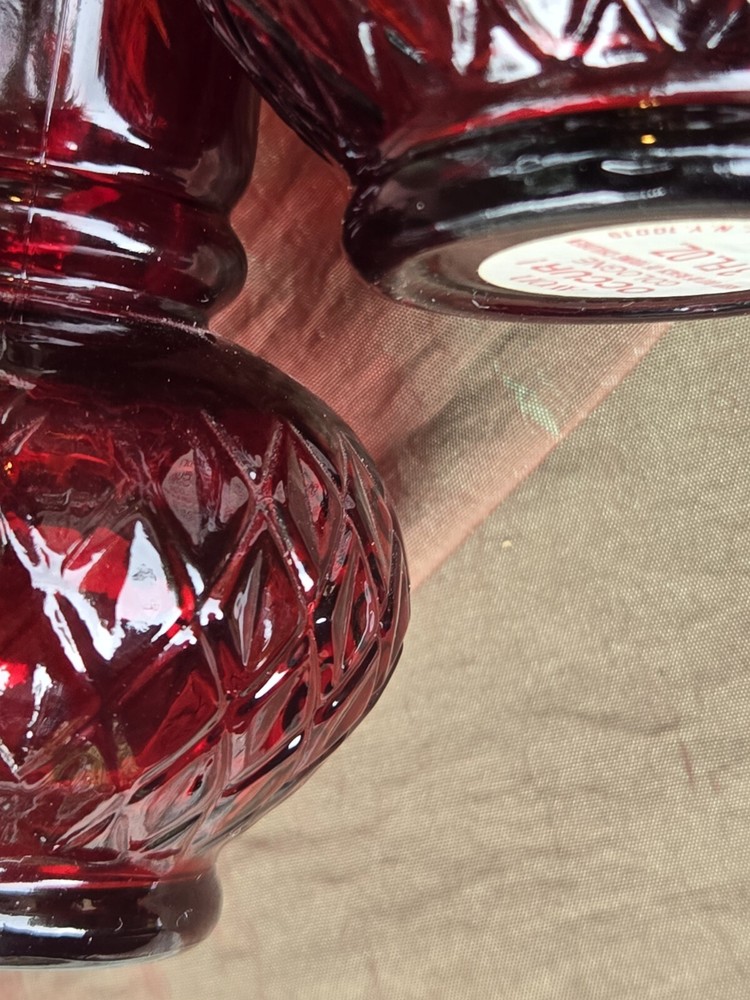 2 Vintage Avon Topaz & Occur Cologne Ruby Red Candle Shaped Perfume Bottle Empty
