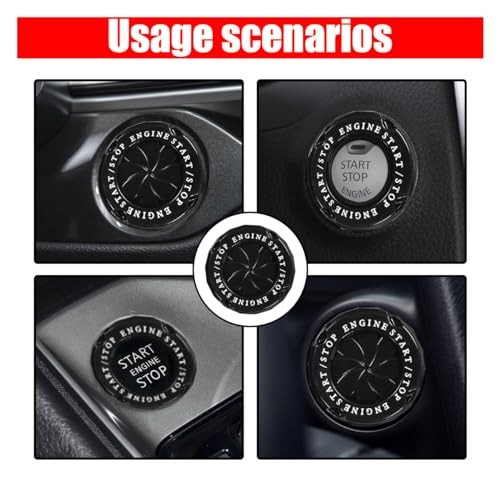 Car Push Start Stop Button Protector, Rotary Ignition Cover - Classic - Black