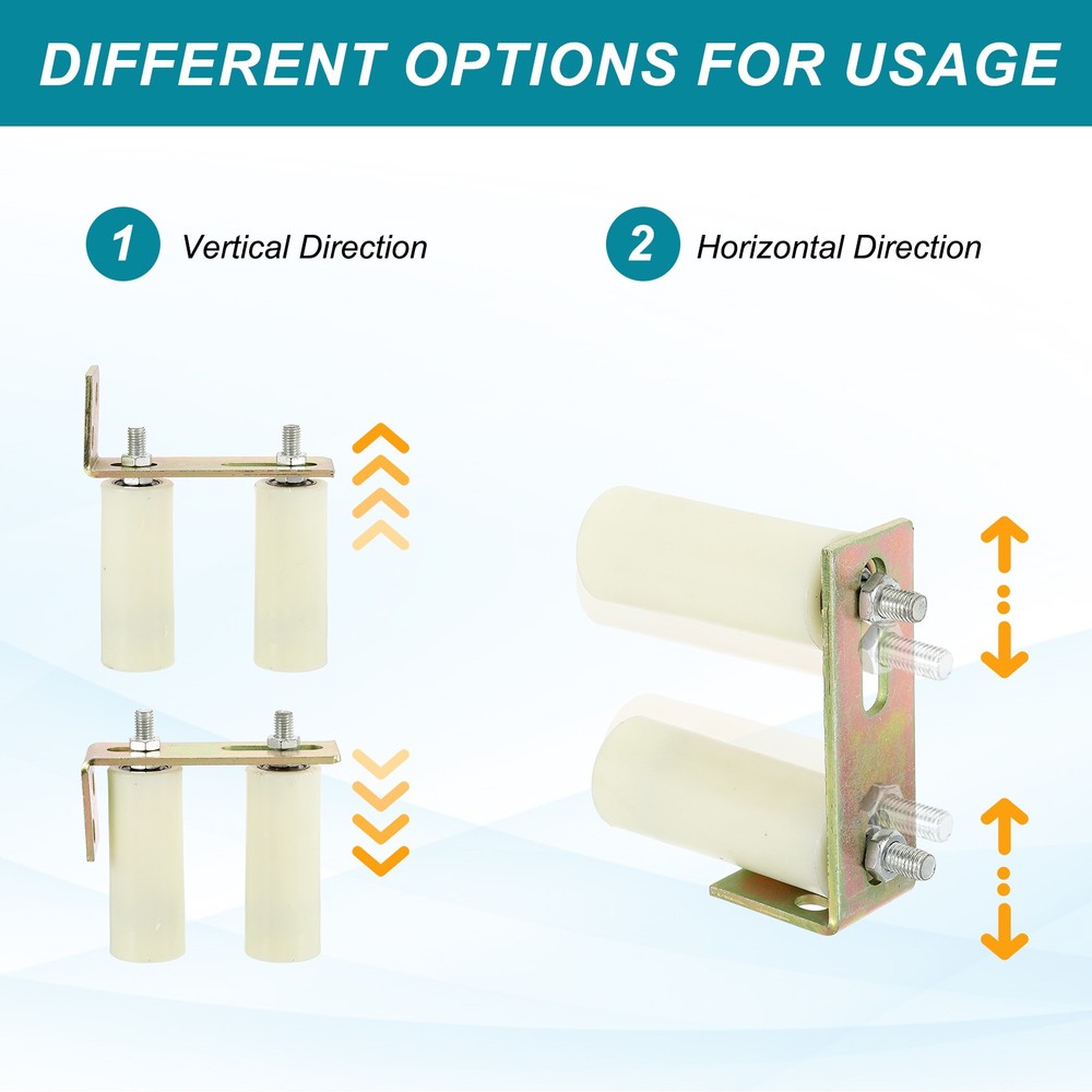 2Set Slide Gate Guide Roller 4.7" Adjustable Nylon Rollers with Bracket, White