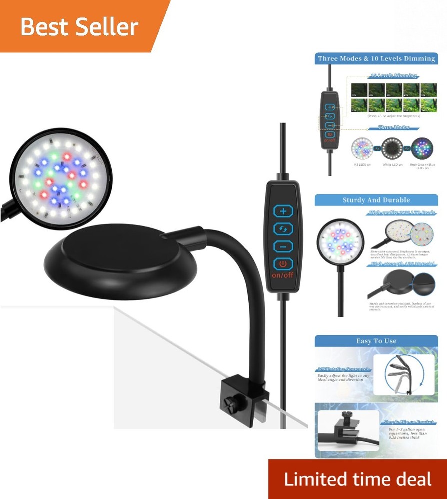 Compact 2.7' Mini LED Aquarium Light with Dimmable Features & Waterproof Design