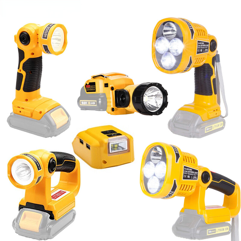 LED Work Lamp Flashlight For Dewalt DCB140 DCB20 Li-ion Battery USB Tools Light