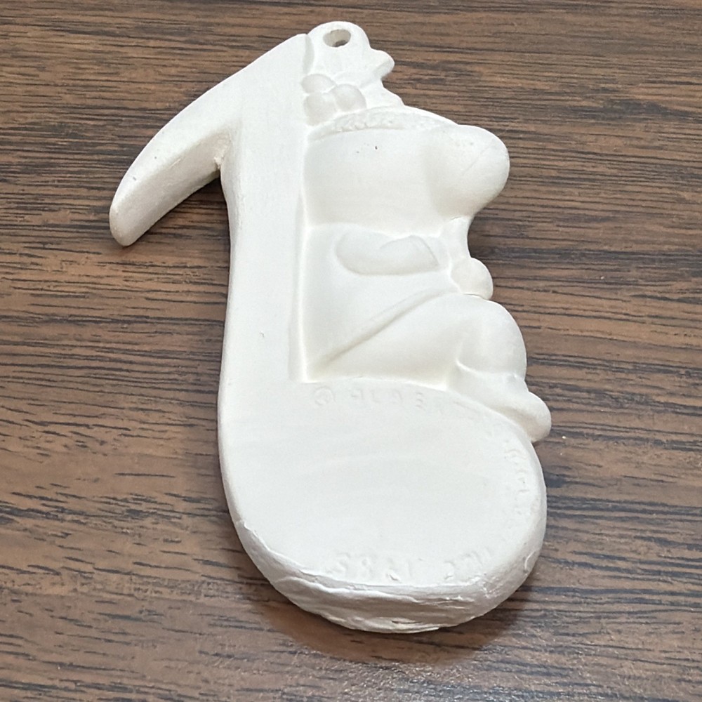 Sleeping Mouse Music Note Ornament Ceramic Bisque Unpainted ALBERTA'S MOLDS