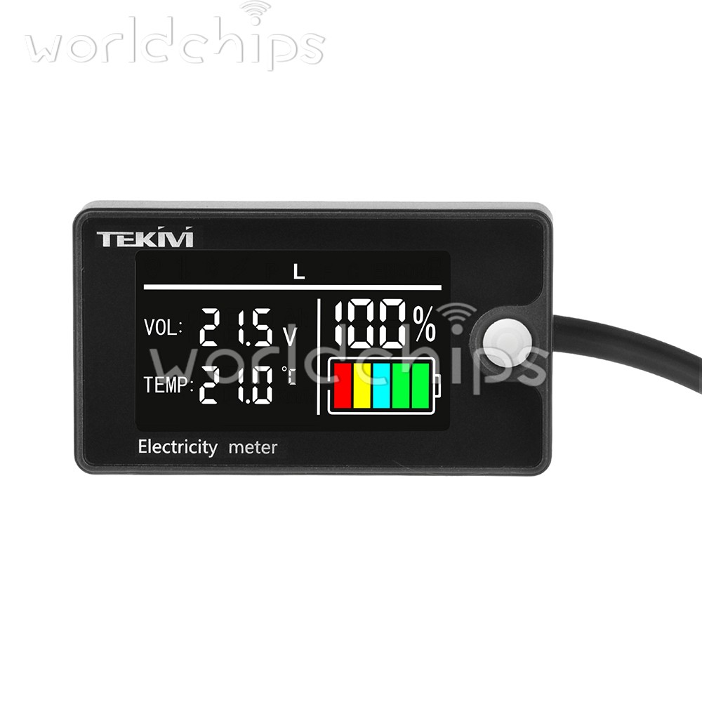 DC8-100V LCD Digital Battery Capacity Indicator Voltmeter w/ Temperature Display