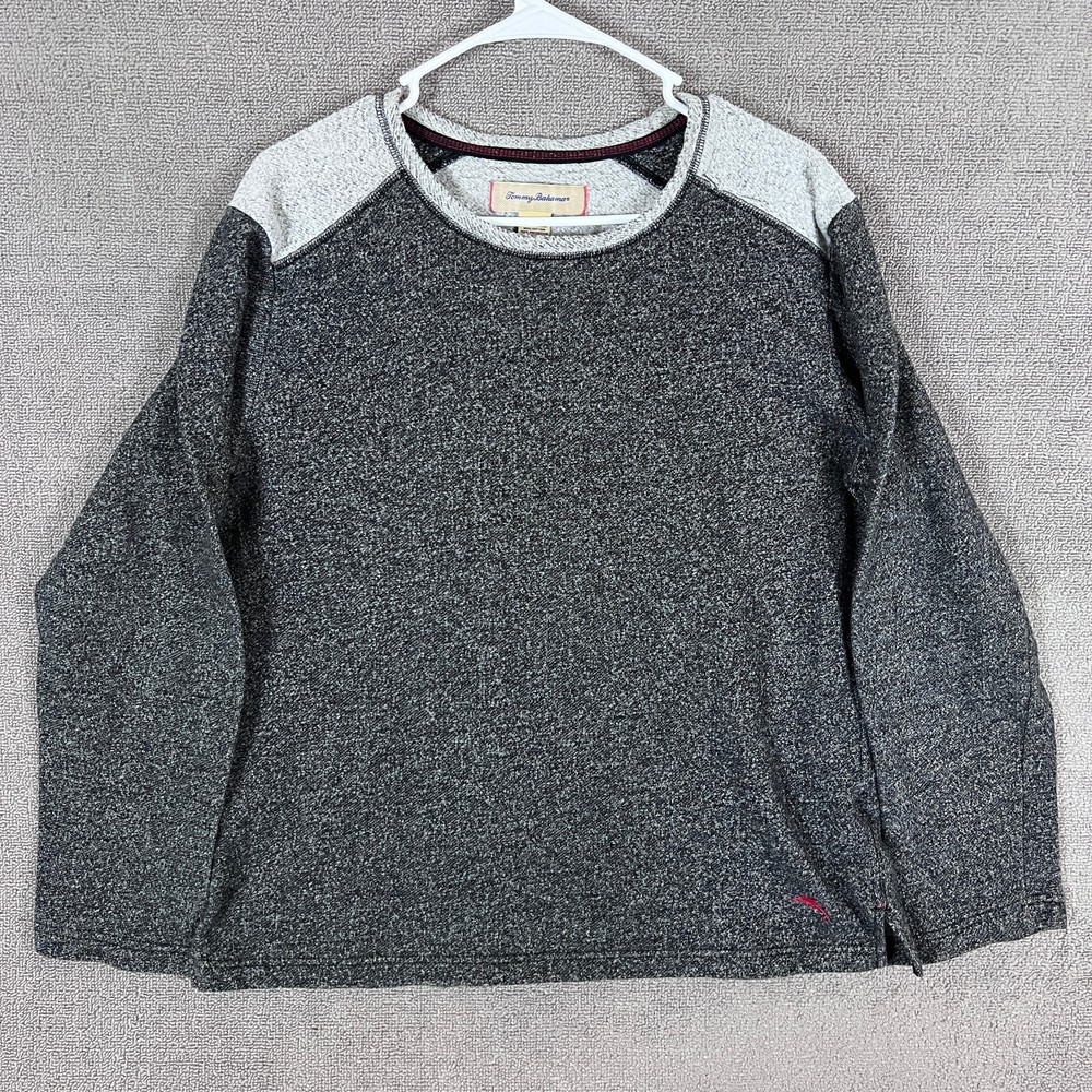 Tommy Bahama Sweater Mens Large L Long Sleeve Solid Gray Sweatshirt Pullover