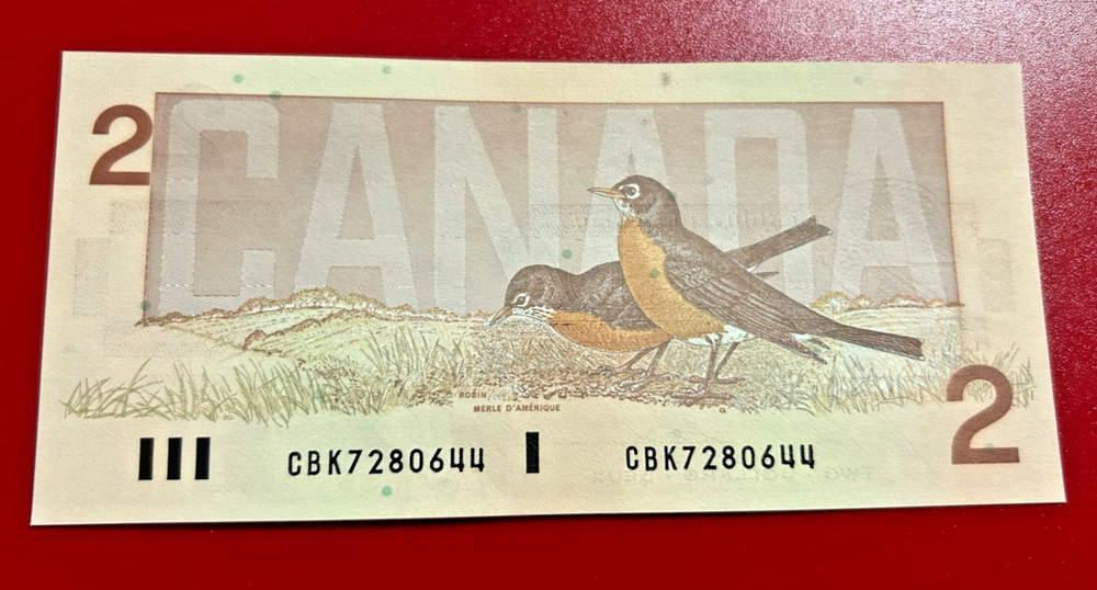 1986 CANADA 2 DOLLARS BANKNOTE UNCIRCULATED