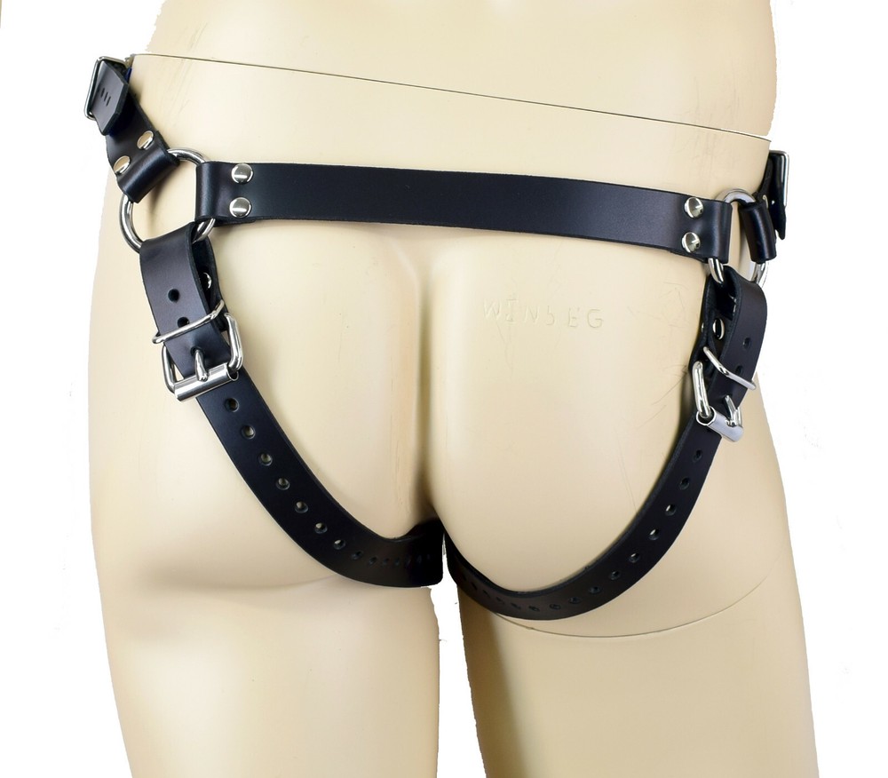 Male DP Leather Strap On by Axovus Small Size