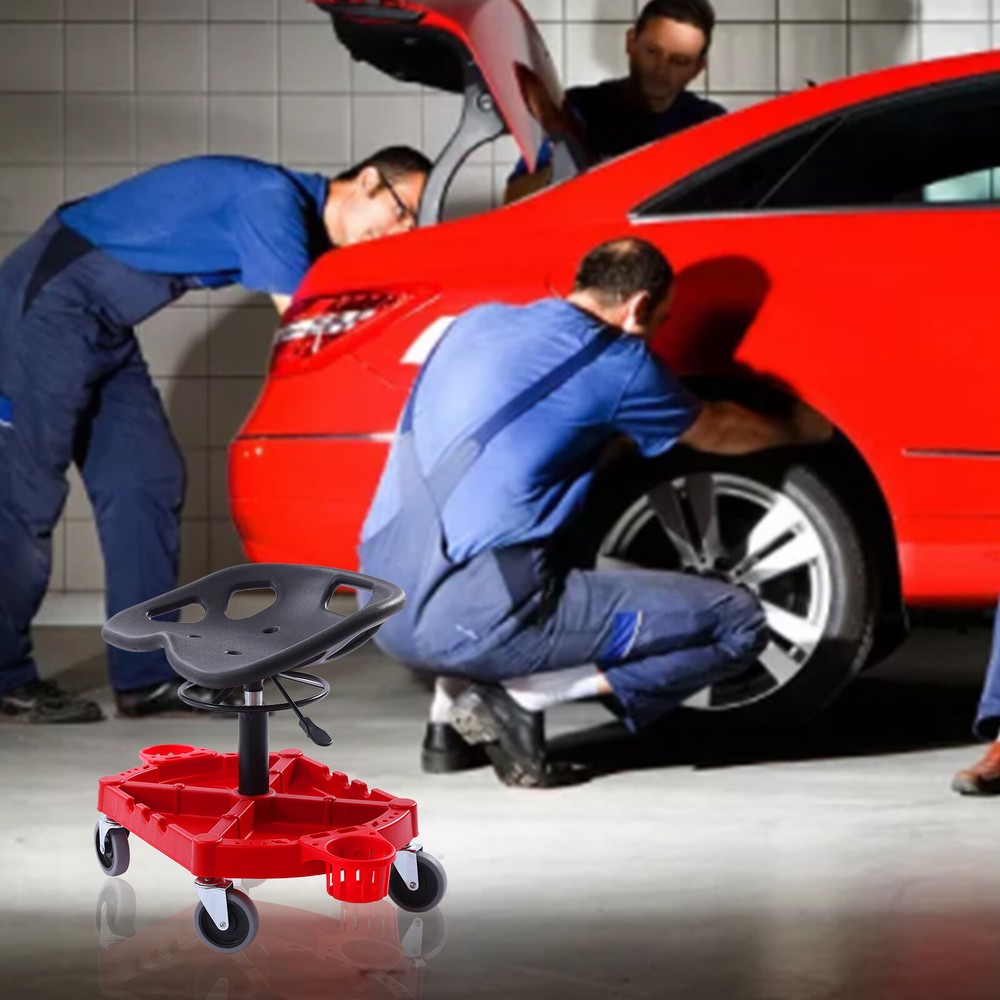 Adjustable Garage Shop Stool Rolling Work Stool Mechanic Work Seat With Casters