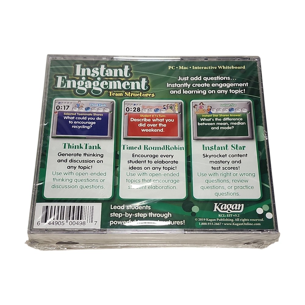 Kagan Instant Engagement Software Cooperative Learning 3 Discs PC Mac 2019 New