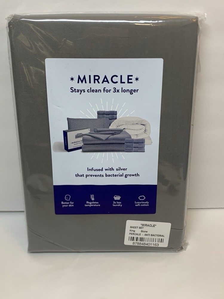 Miracle Made KING SIZE Percale Pillow Case Set x2 Anti-bacterial Temp Regulating