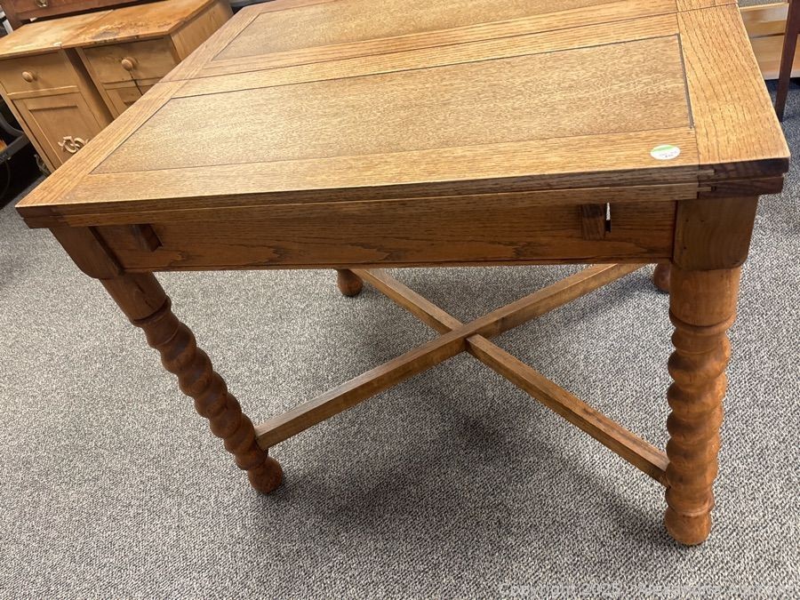 Antique pub draw-leaf Barley Twist Solid Wood Table