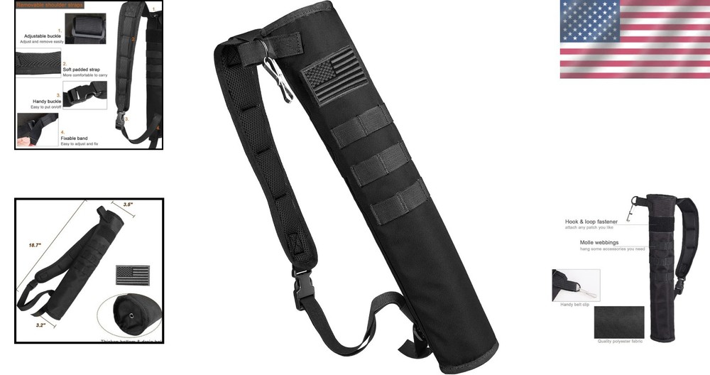 Stylish Black Polyester Arrow Quiver with Adjustable Strap & Molle System