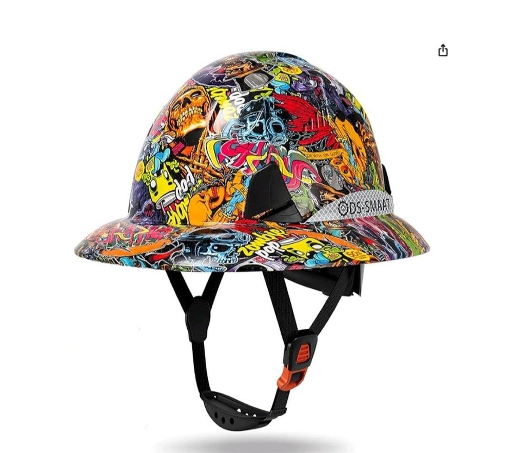 Graffiti Hydro Dipped  Full Brim Hard Hat YELLOW