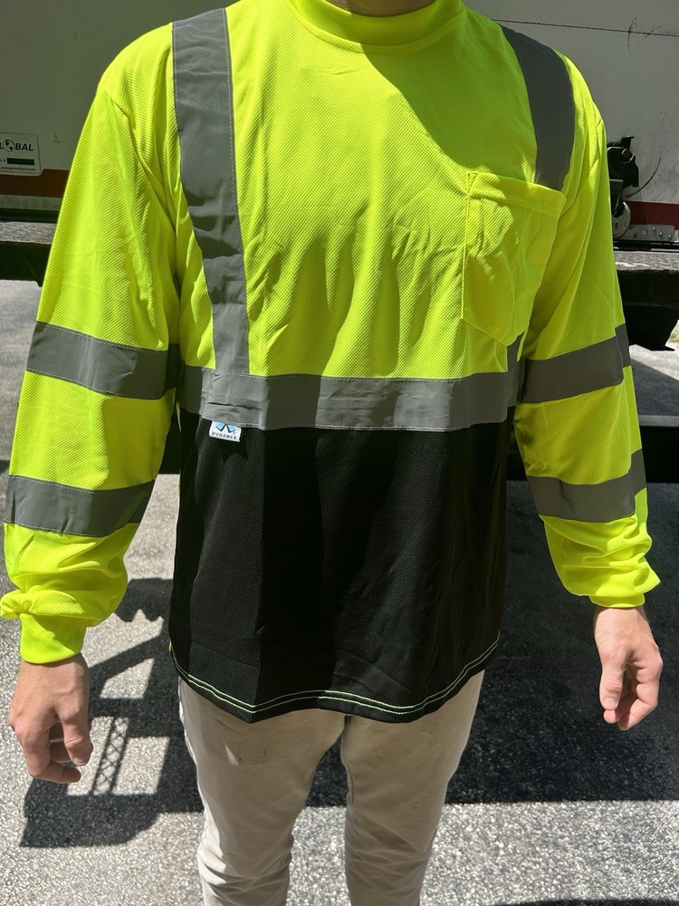 Class 3 Hi-Vis Shirt Black Bottom-LARGE
