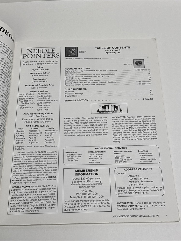 Needle Pointers April May 1992 Magazine Pattern