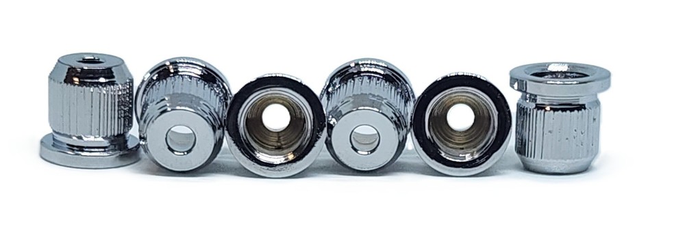 6 Large Chrome String Through Body Guitar Ferrules