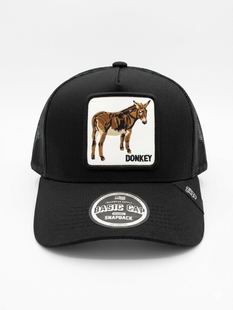 Trucker Hat Snapback Cap With Donkey Patch New With Tags Black Affordable Cap