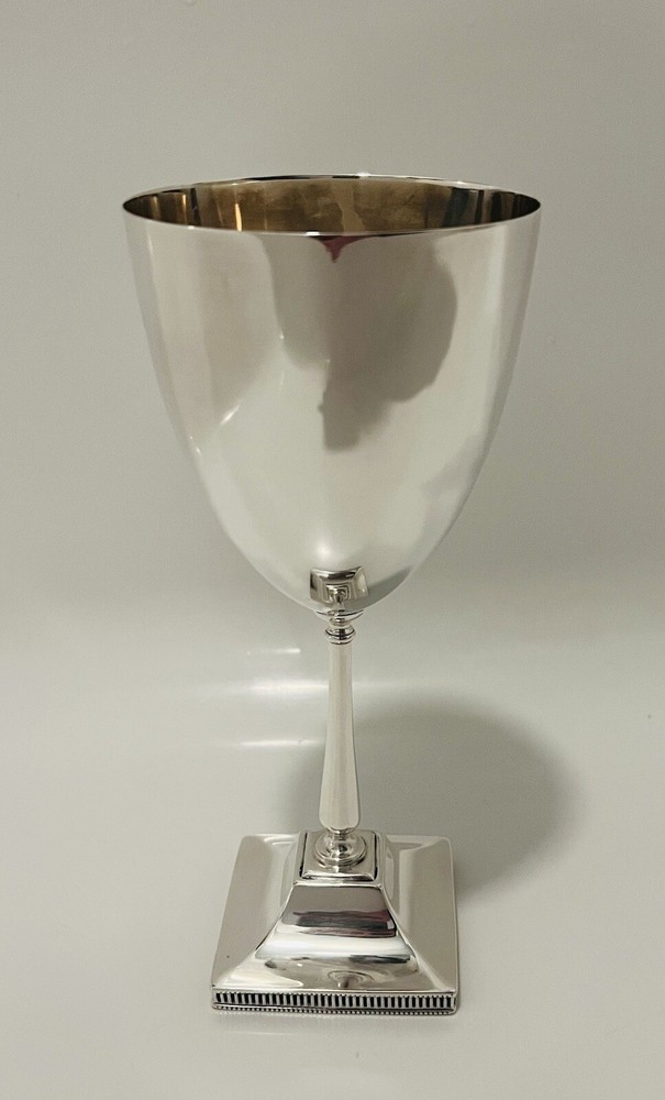 Antique Large Solid Silver Goblet Cup 19cm Tall Rare Design