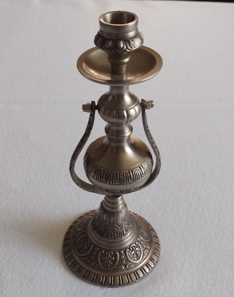 Unique Heavy Silver Pewter Swinging Candlestick 20-1607/B